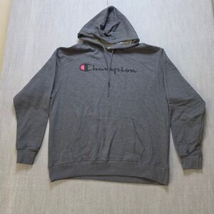 Champion Hoodie Mens XL Gray‎ Authentic Athleticwear Script Logo Pullover